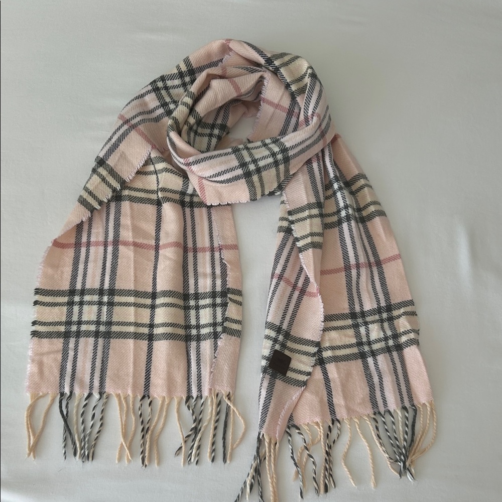 Roots Pink and Black Plaid Scarf